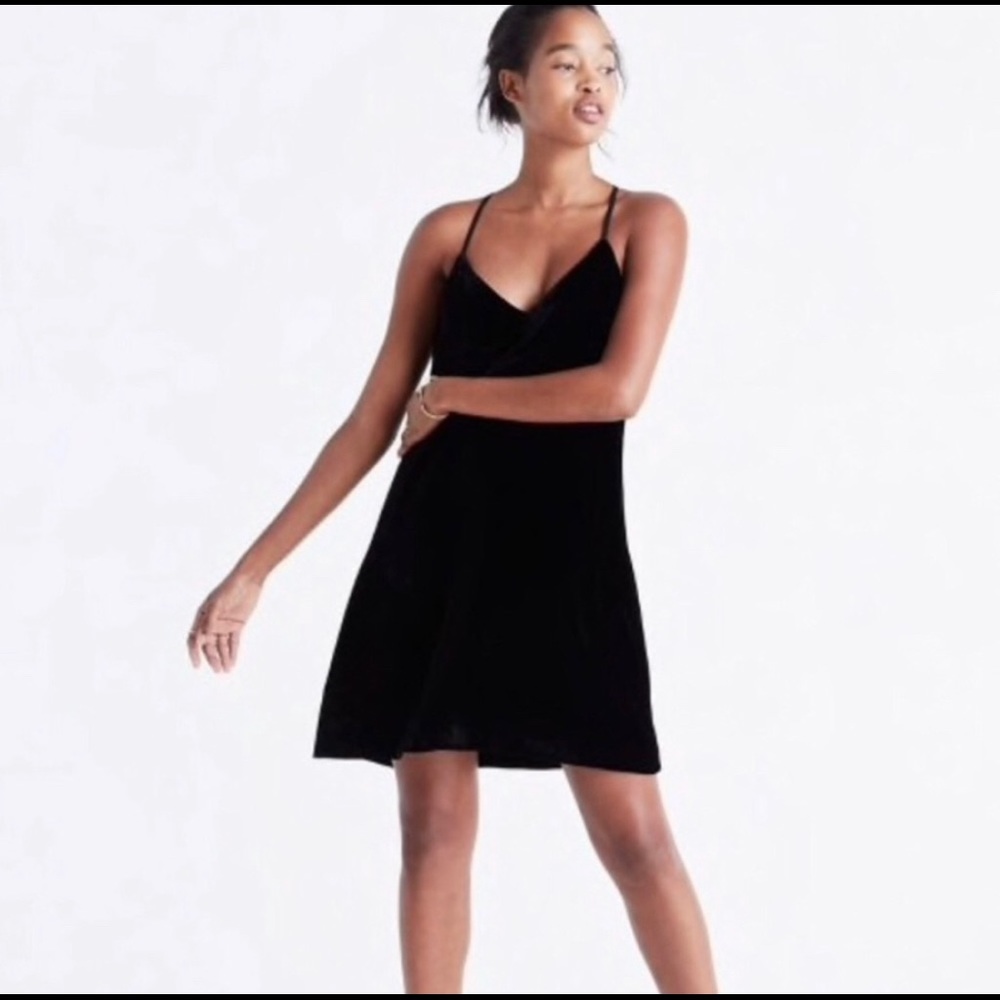 Madewell Black Velvet Slip Dress